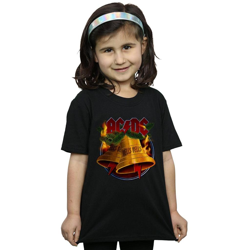AC/DC Girls Christmas Hells Bells Cotton T-Shirt