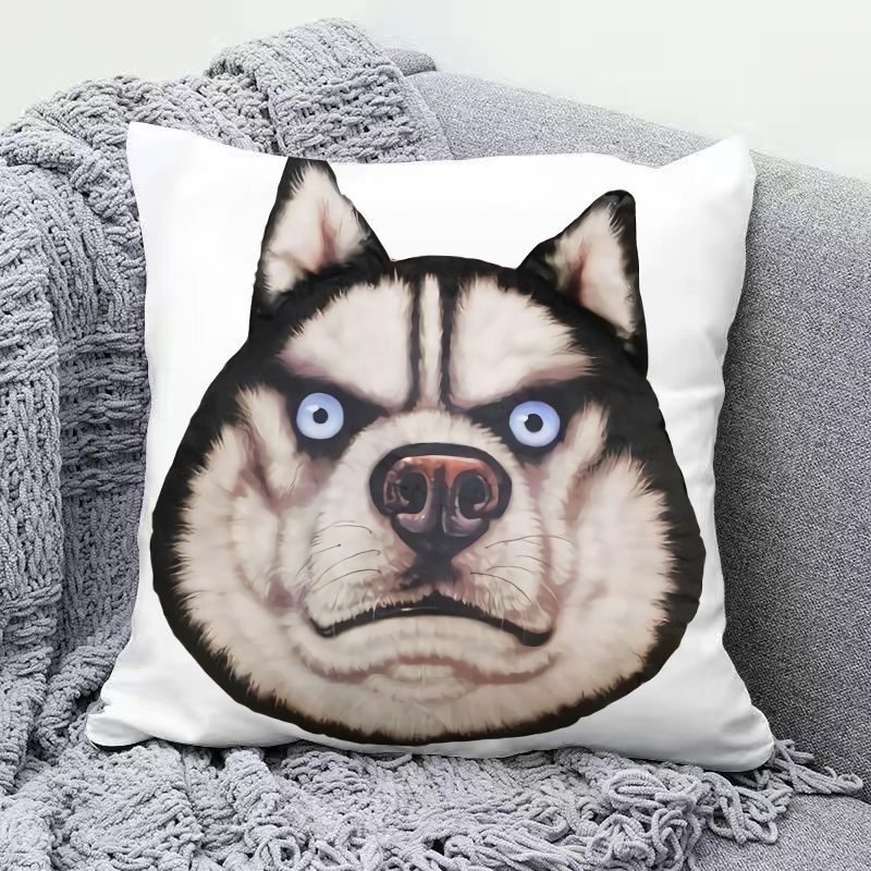 Popular Creative Dog Head Pillow Case Realistic Stereoscopic Cushion Cover For Sofa Bedhead Car Decoration