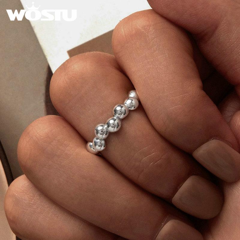WOSTU 925 Sterling Silber Bubble Ring für Frauen Kreatives Design unregelmäßige Blasen Öffnungsringe Mädchen Party Schmuck Geschenk