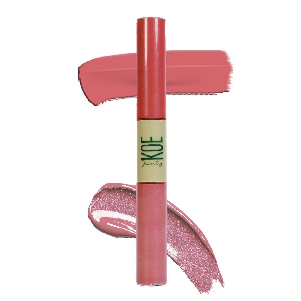 Koe Beauty Double Dip | Grape Escape & Jelly | Deep Muave Matte Lipstick (2ml) Plus Candy Gloss Finish Lip Topper (2ml) | Perfect Balance of Colo