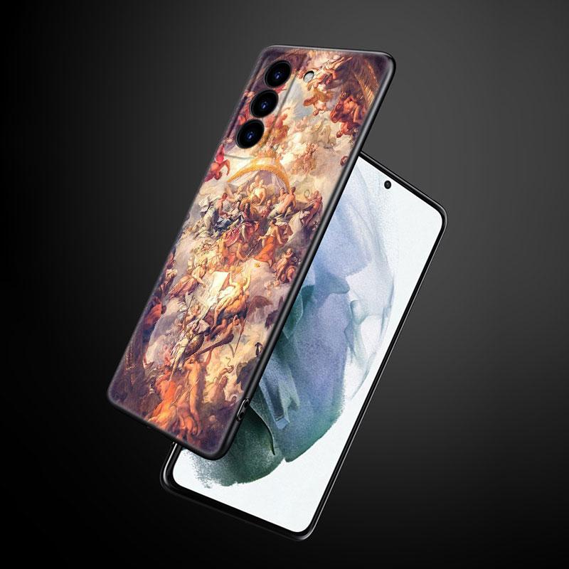 Pouzdro na telefon s renesanční uměleckou malbou pro Samsung Galaxy S22 Pro S21 S20 Ultra FE S10 Lite 5G S10E S9 S8 Plus Měkký TPU Černý kryt