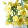 Artificial Flowers 27CM Height Small Bouquet Multiple Sun Chrysanthemum Heads Green Leaves