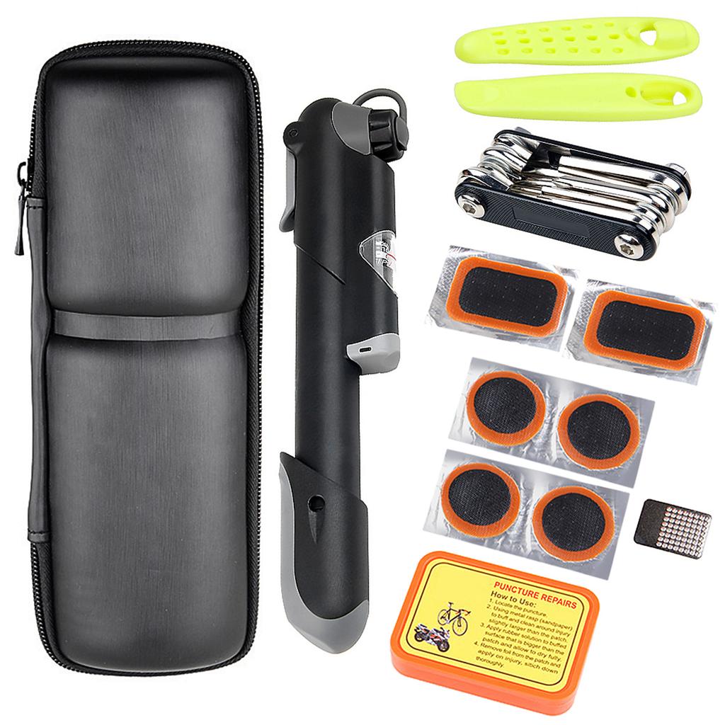 Bike Repair Kit Portable Bicycle Repairing Tools Kit Box Tire Fixing Kit Bag with Tire Pump Multifunctional Tools Tire