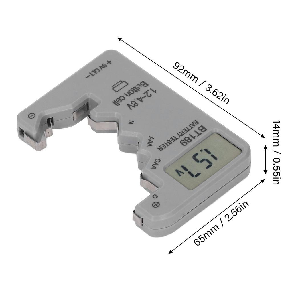 Digital Battery Tester Battery Checker for AA N 9V 1.5V 3V Cell Batteries with LCD Display and Voltage Indicator
