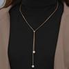 Long Pull Adjustable Pearl Necklace Alloy Jewelry Bohemian Elegant Style for Women Winter Sweater Chain