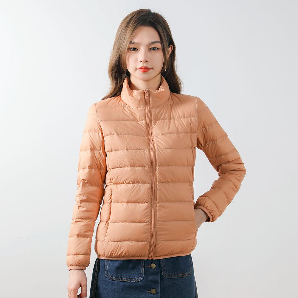 Women's 90 Down Simple Down Solid Color Standing Neck Women's Light and Thin Down Jacket Women's Extra Large Size