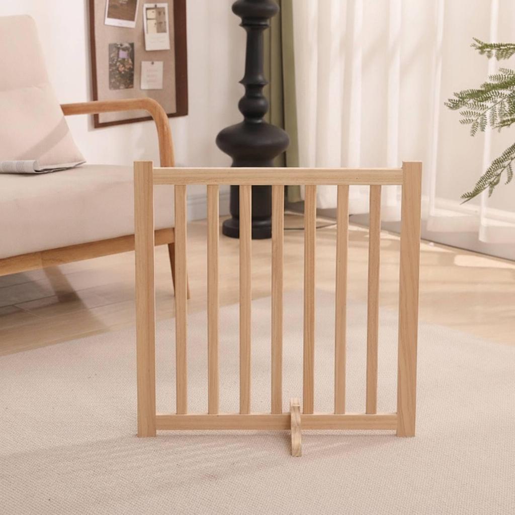 Wooden Pet Gate with Hinged Joints Natural-Finish for Apartments, Homes