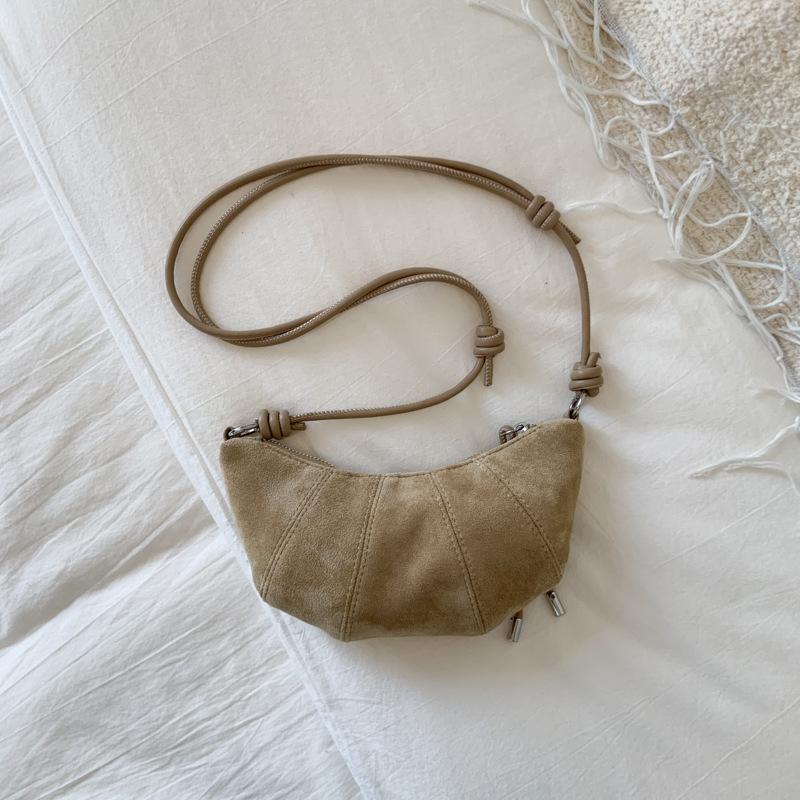 2025 Summer Casual Fashion Armpit Dumpling Bag Fashionable Croissant Bag Vintage Nubuck Leather One Shoulder Crossbody Bag Bag Woman