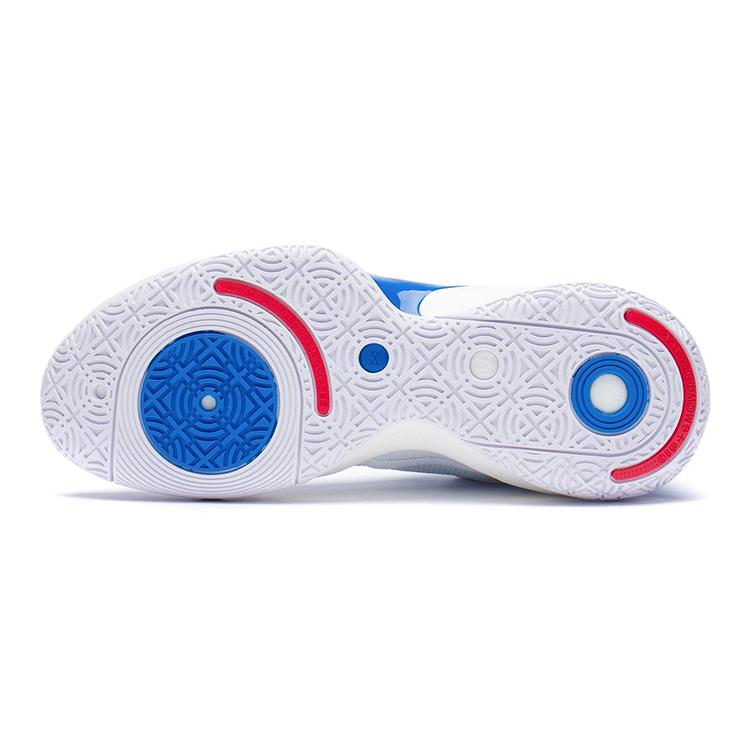 Li Ning Sonic 10 Youth Edition Abrasion Resistant Breathable Mid Top Children's Basketball Shoes White Blue ABPS013-4