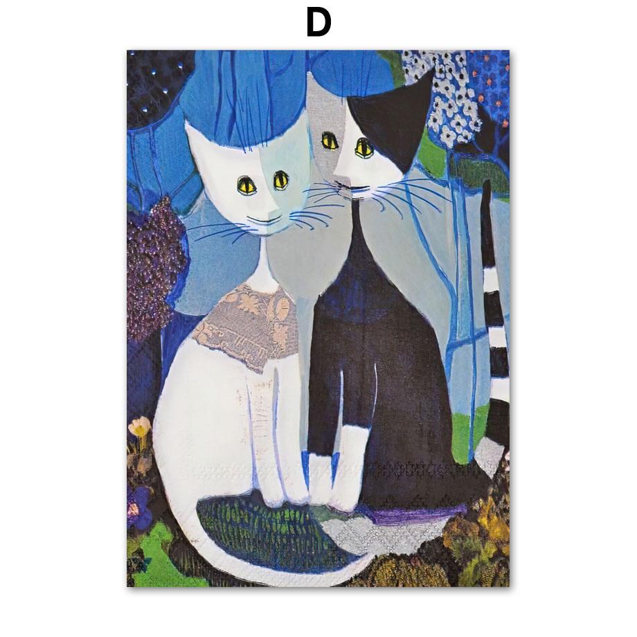The Garden of Cats Wall Art Mural Abstract Canvas Painting Vintage Nordic Posters And Prints Wall Pictures For Living Room Decor