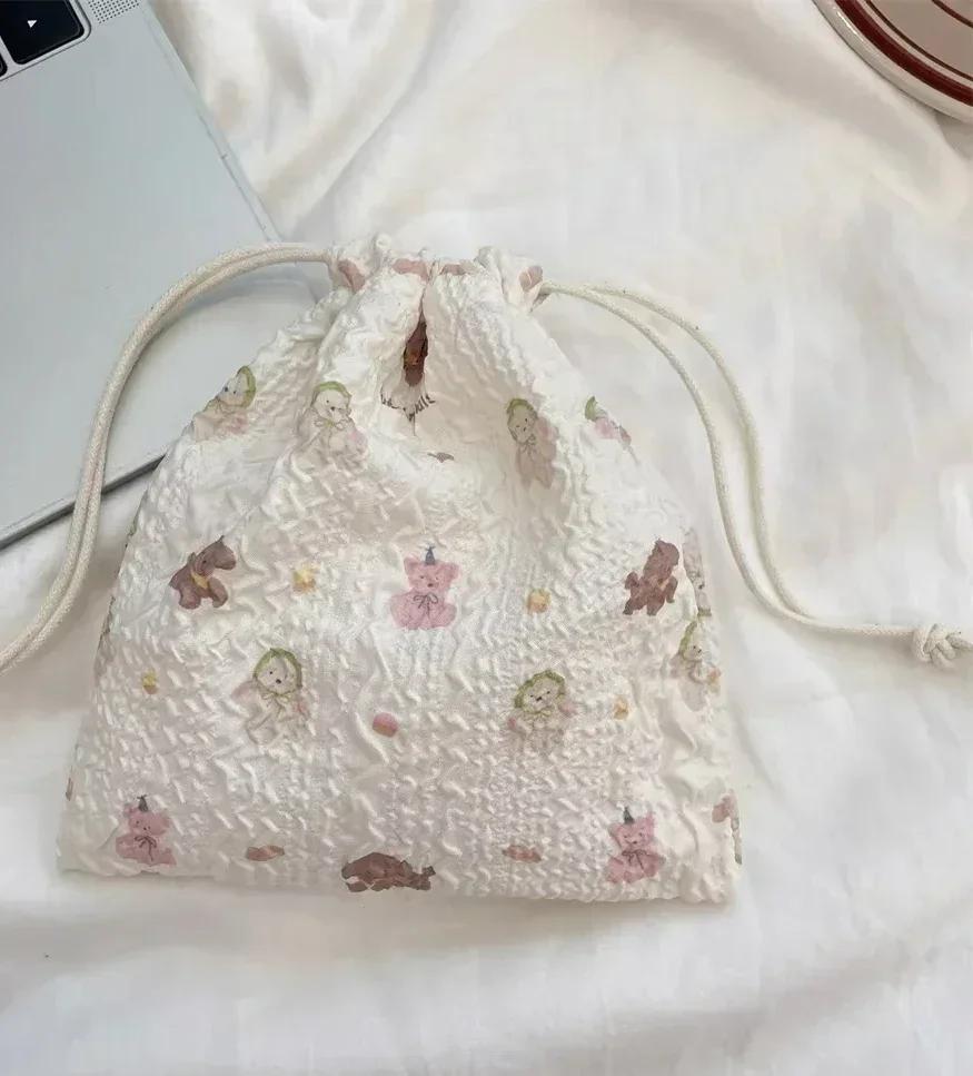 1PCS Women Girls Jewelry Lipstick Cosmetic Tote Rope Pouch String Bags Small Coin Purse Key Earphone Drawstring Storage Bag