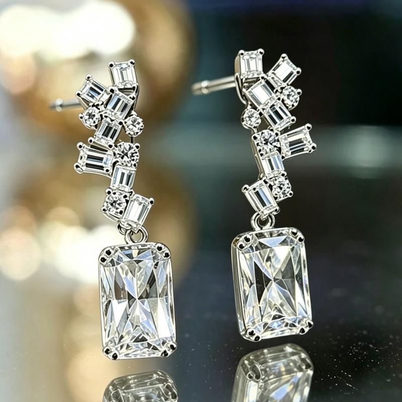 2026 Earrings, Geometric Irregular Zircon Earrings, Versatile and Simple Daily Holiday Gift Earrings.