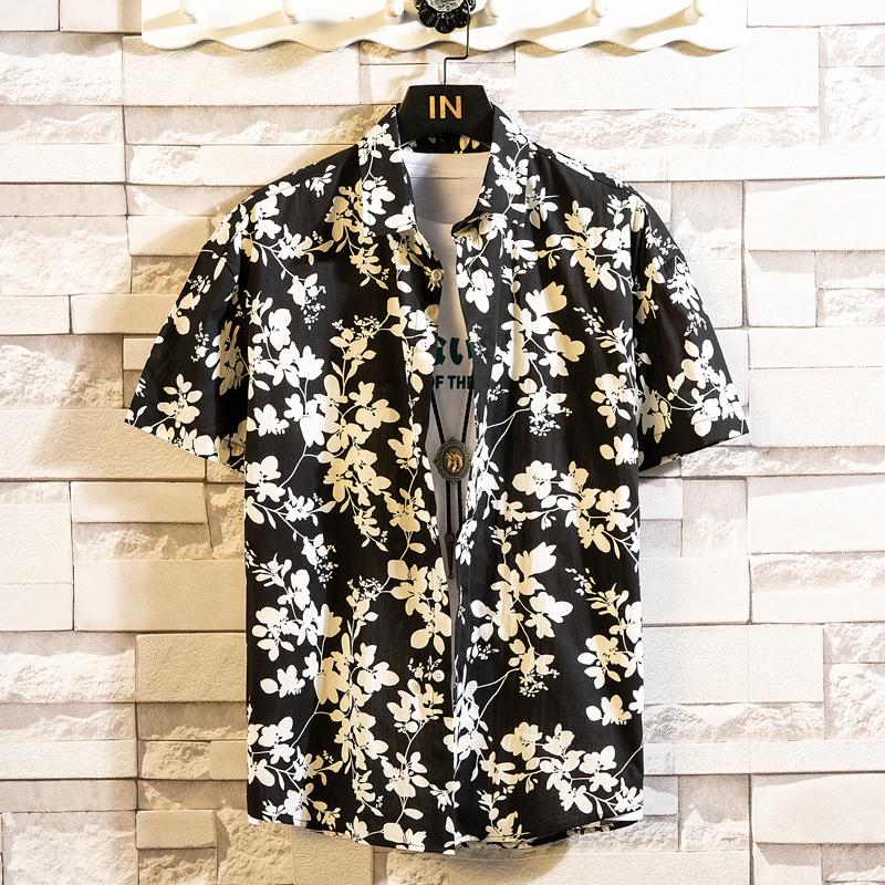 Summer Men's Hawaiian Shirt Printed Short Sleeve Big Size Hawaii Men Beach Floral Shirts