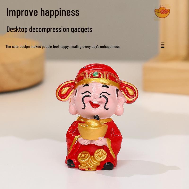 Resin Car Decoration: God of Wealth Ornament for Home & Cake