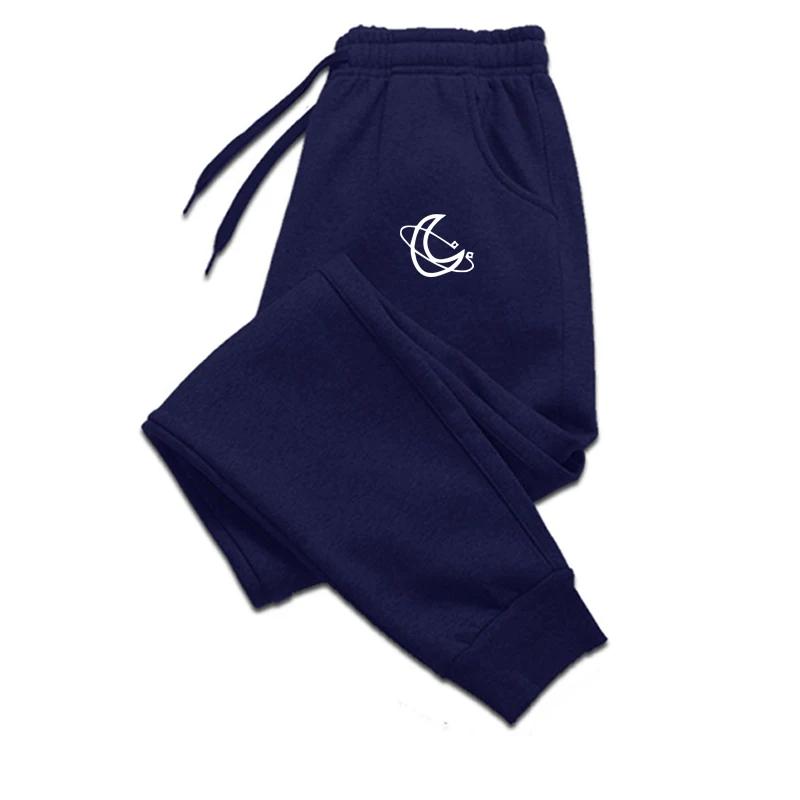 Moon Print Autumn and Winter Wool Men's Pants Fashion Solid Color Casual Jogging