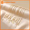 Vnox Dainty Imitation Pearl Tassel Clavicle Necklace for Women Gold Plated Bow Heart Charm Teardrop Round CZ Chain Party Jewelry