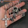 Hot Sale 5Pcs Gothic Necklace Set For Women Jewelry Heart Bat Spider Cross Pendant Sweater Chain Trendy Daily Accessories Gift