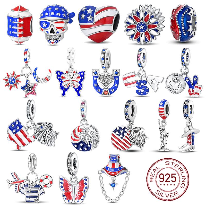 Copper Usa Eagle Banner Butterfly America Charms Beads Fit 3Mm Original Bracelets Diy Jewelry Souvenir Gift