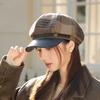New Plaid Duck Tongue Octagonal Hat Female Beret Autumn and Winter Newsboy Painter Hat