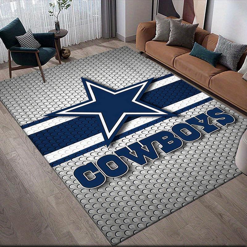 Cowboys Flannel Printed Carpet, Home Sofa Decoration for Living Room & Bedroom, Non‑Slip Play Flannel Floor Mat for Game Room