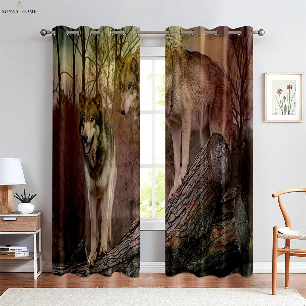 

Животное Звезда Волк 3D Печатная Штора Карман Окна Карман Декоративная Штора Кухня Гостиная Спальня Шторы 2 Части W50xH140(CM)x2PCS&Grommet Top