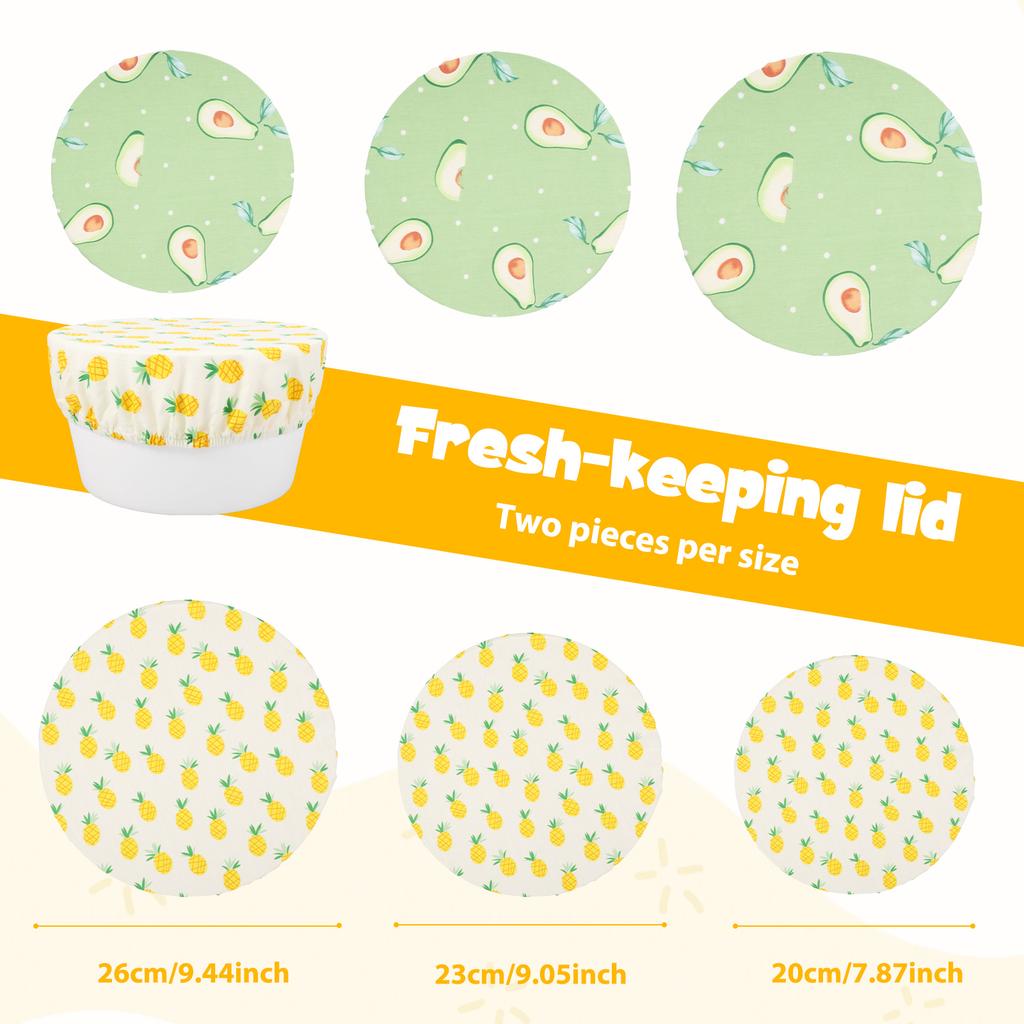 6Pcs Cotton Bowl Covers Elastic Food Storage Bowls Cover 3 Sizes Reusable Kitchen Dish Covers for Bread Proofing Food Leftover