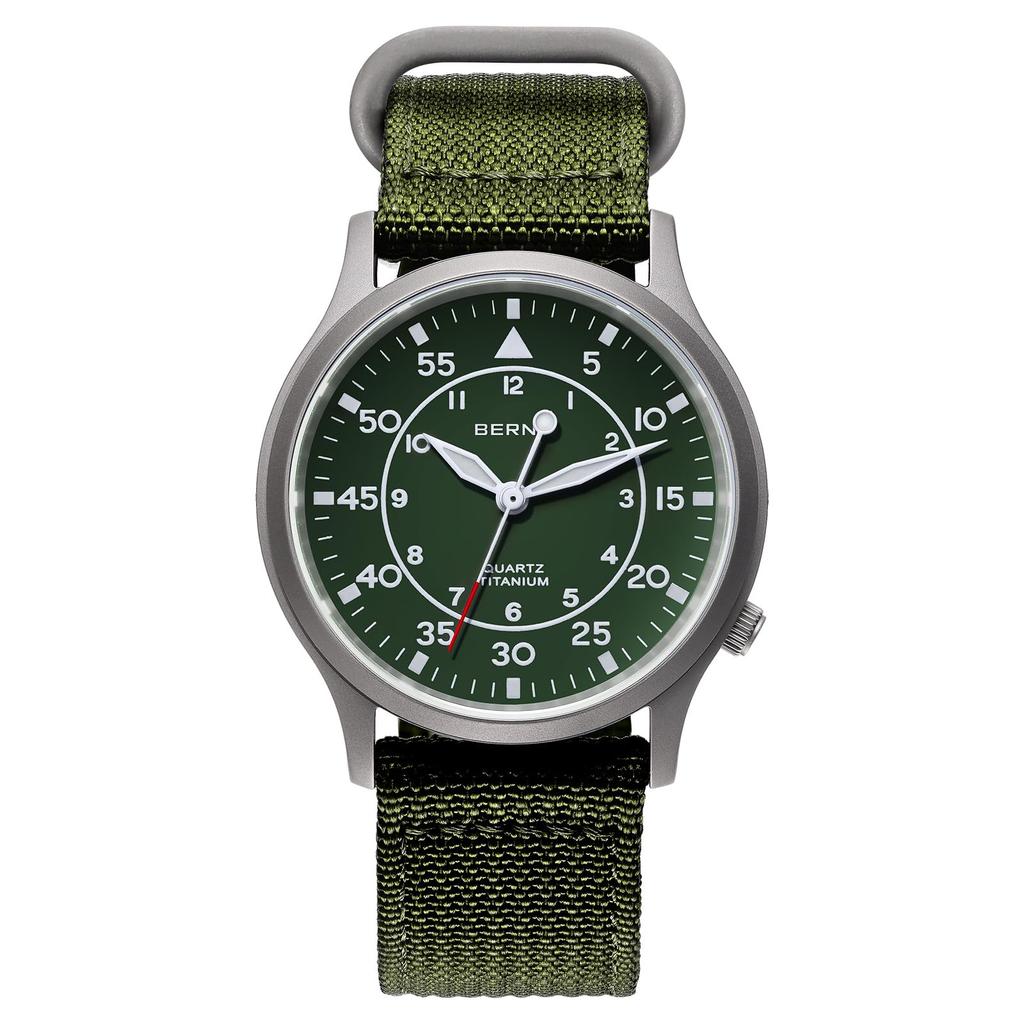 BERNY Men's Titanium Watch, Japanese Sweep Second Quartz Movement, Analog Quartz, 5ATM Waterproof, Lightweight Titanium Construction