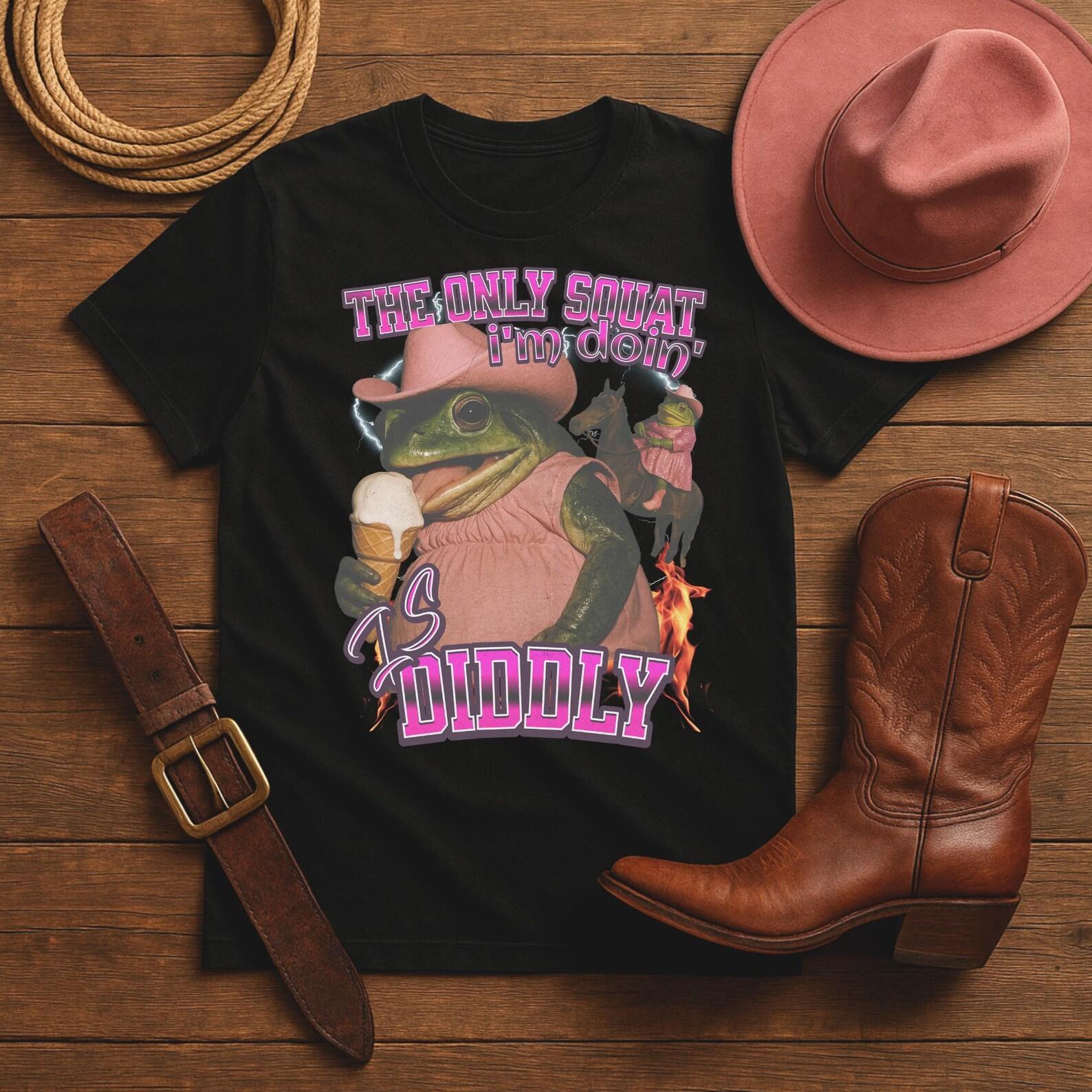 Funny Cowboy Frog T-Shirt: Retro Western Rodeo Graphic Tee L