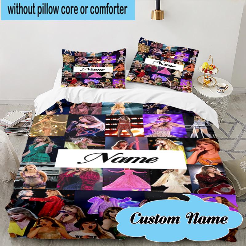 3PCS Custom Name Taylor Top Singer Bedding Set, Including 1pc Duvet Cover And 2pcs Pillowcases, Suitable for Dorms and Bedrooms Gift