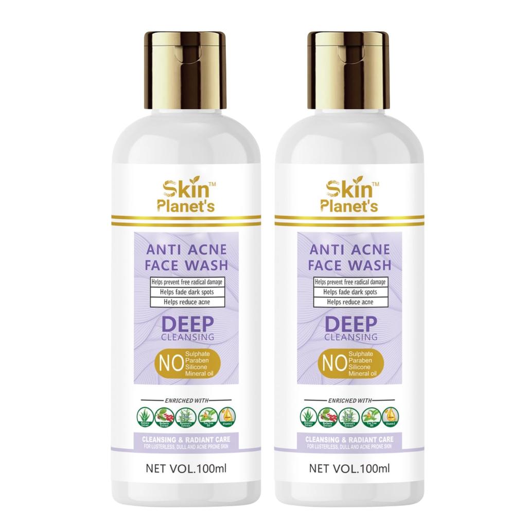Skin Planet’S Facewash - Daily Use Cleanser For Oily And Acne-Prone Skin | Gentle Foaming Formula For Skincare Routine | Pack Of 2
