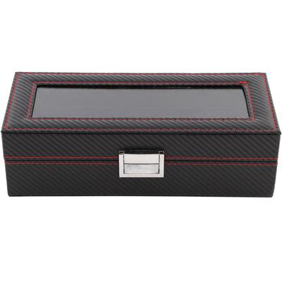 5 Slot Watch Box Travel Carbon Fiber Case Jewelry Display Storage Collector Organizer