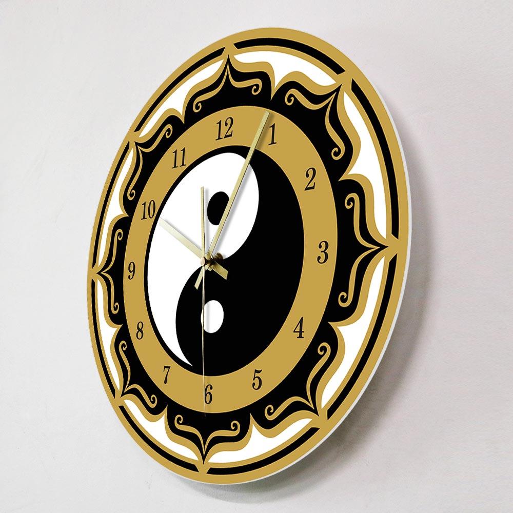 Yin Yang Symbol Modern Wall Clock Chinese Philosophy Taoist Amulet Wall Art Spirituality Home Decor Silent Movement Wall Clock