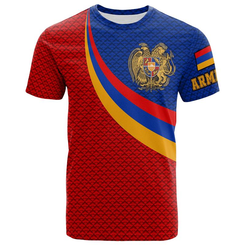 Men's and Women's Summer Casual Short Sleeve Large Armenian Flag T-shirt