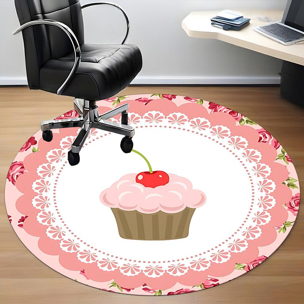 1 Stück Stuhlteppich mit Cupcake-Print für das Büro, weiche Flanell-Wurfmatte, perfekt für Büro, Feiertagsparty-Dekoration Wahl yy251113047