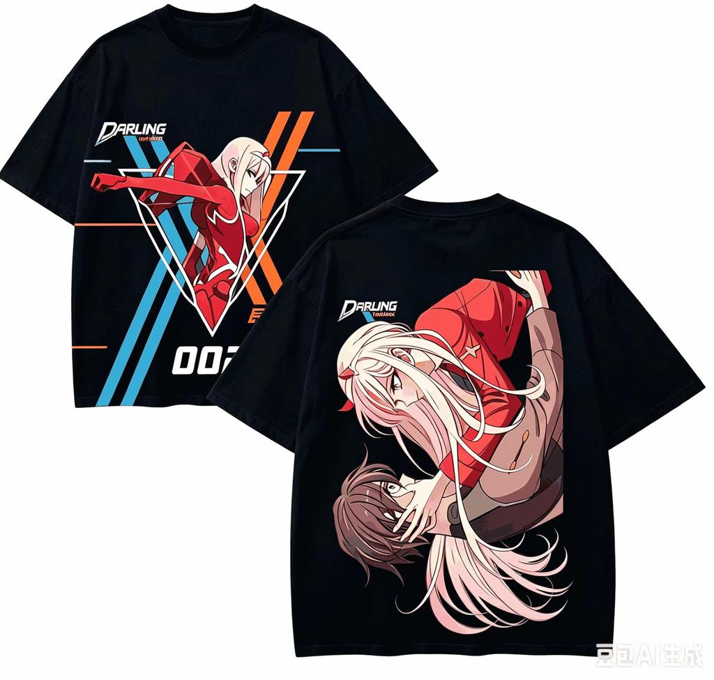 New Arrival Breathable Loose Harajuku Streetwear Unisex Anime T-shirt for DARLING in the FRANXX T-shirt