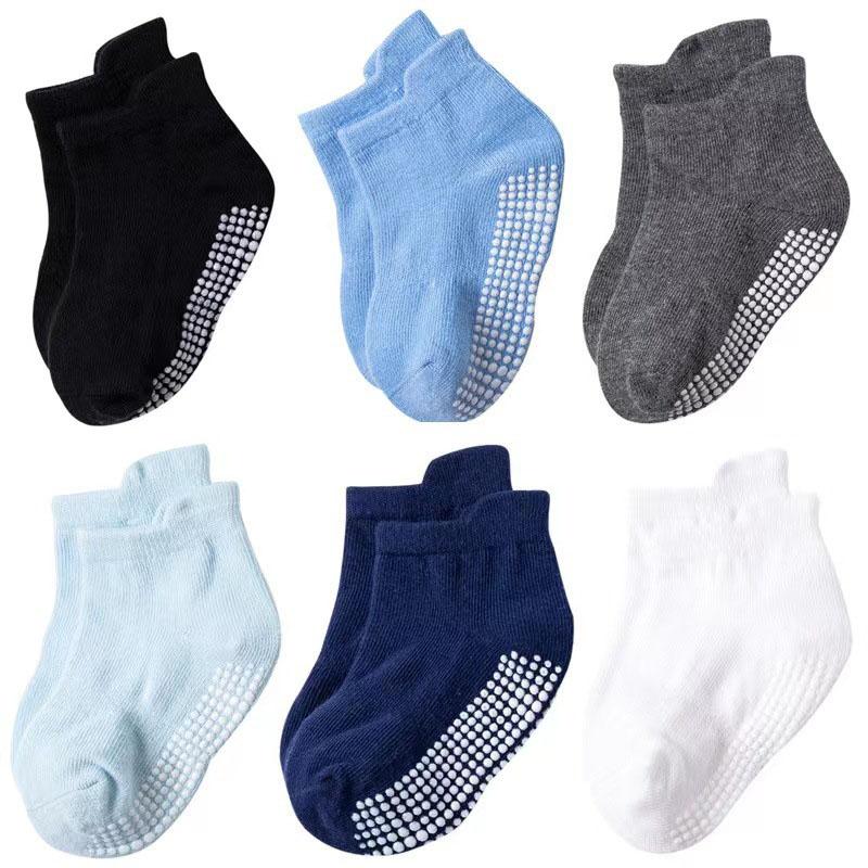 6 Pairs a Lot Baby Floor Socks Infant Cute Stripe Thin Adhesive Socks Kids Girls Candy Color Non Slip Socks
