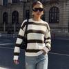 New Autumn-winter Trendy Street-style Round-neck Pullover with Bold Patterns and Loose Long Sleeves.
