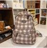 Schoolbag Sweet Tone Soft Mist Texture Plaid Low Saturation Backpack College Style Junior High School Girls Light Backpack