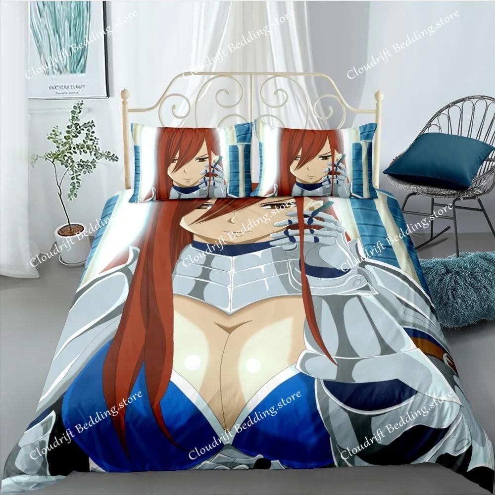 Anime Fairy Tail 3D Duvet Cover with Pillow Cover Bedding Set Single Double Twin Full Queen King Bed Set for Bedroom Decor