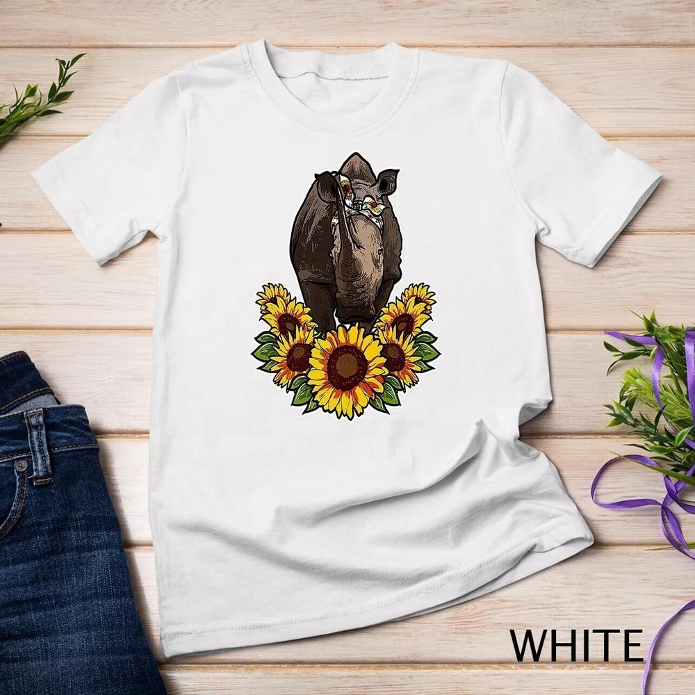 2025/Cute Rhinoceros Gift Sunflower Decor Rhino Premium Unisex T-shirt Unisex T-Shirt XL