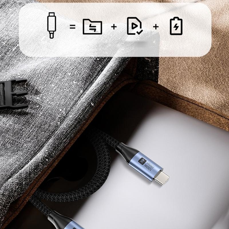 Fast Speed USB Type C Male To Male Charging Cable Cord 100W Fast Charging 4K Video Data Transfer for Tablets Phones