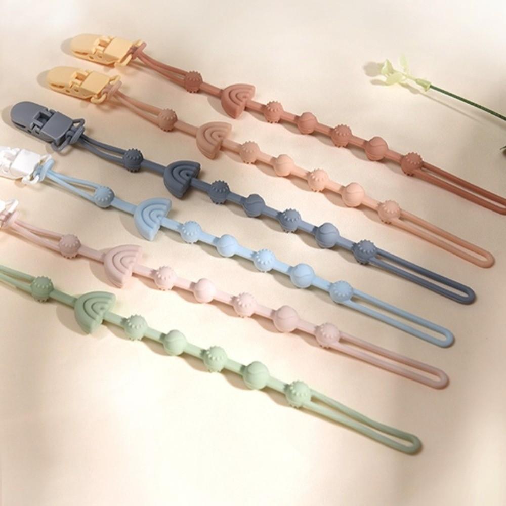 Solid Color Silicone Pacifier Chain BPA Free Teething Chain Toy Dummy Chain Newborn Infant Baby