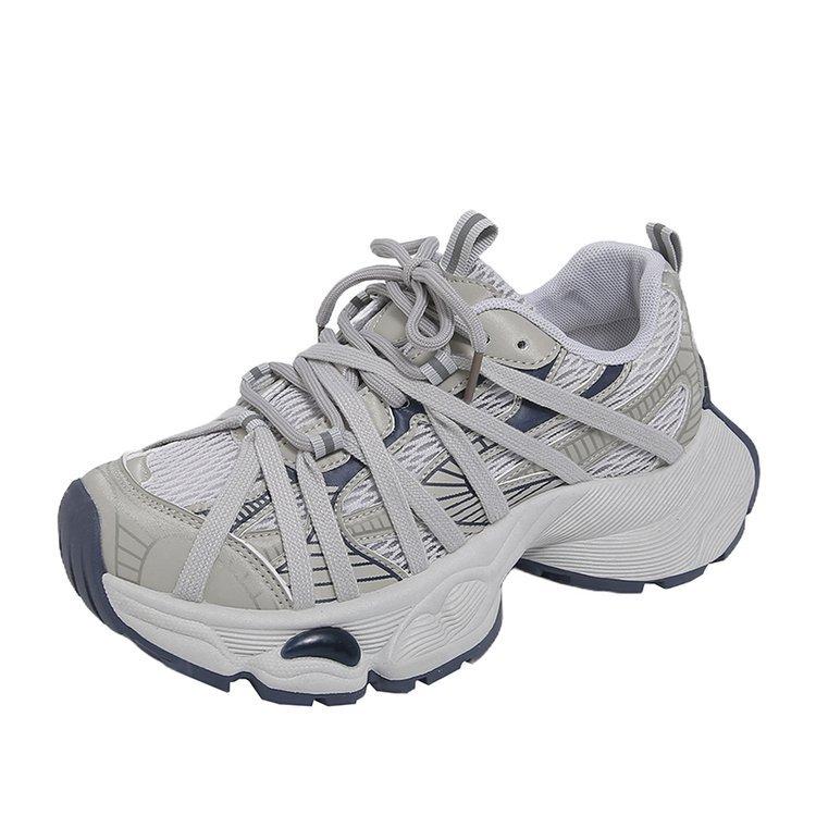 Soft Leather Version~ 4CM Shock-absorbing Thick-soled Mesh Women's Spring and Summer 2025 New Light Sports Couple Dad Shoes