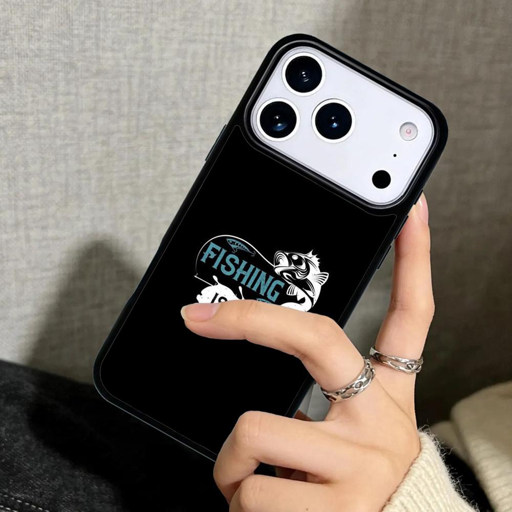 Capa Case for iPhone 17 Air 16 Pro Max 15 Plus 11 13 Mini 14 12 Back Phone Cover Carp Fishing Quotes