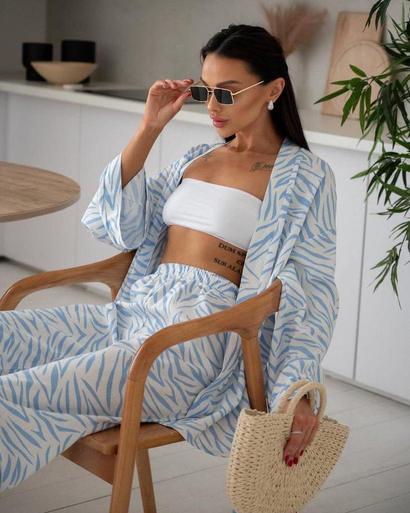 2024 Euro-American Style Autumn/Winter Long Sleeve Stripe Pajama Set - Casual Women's Comfy Pants & Shirt