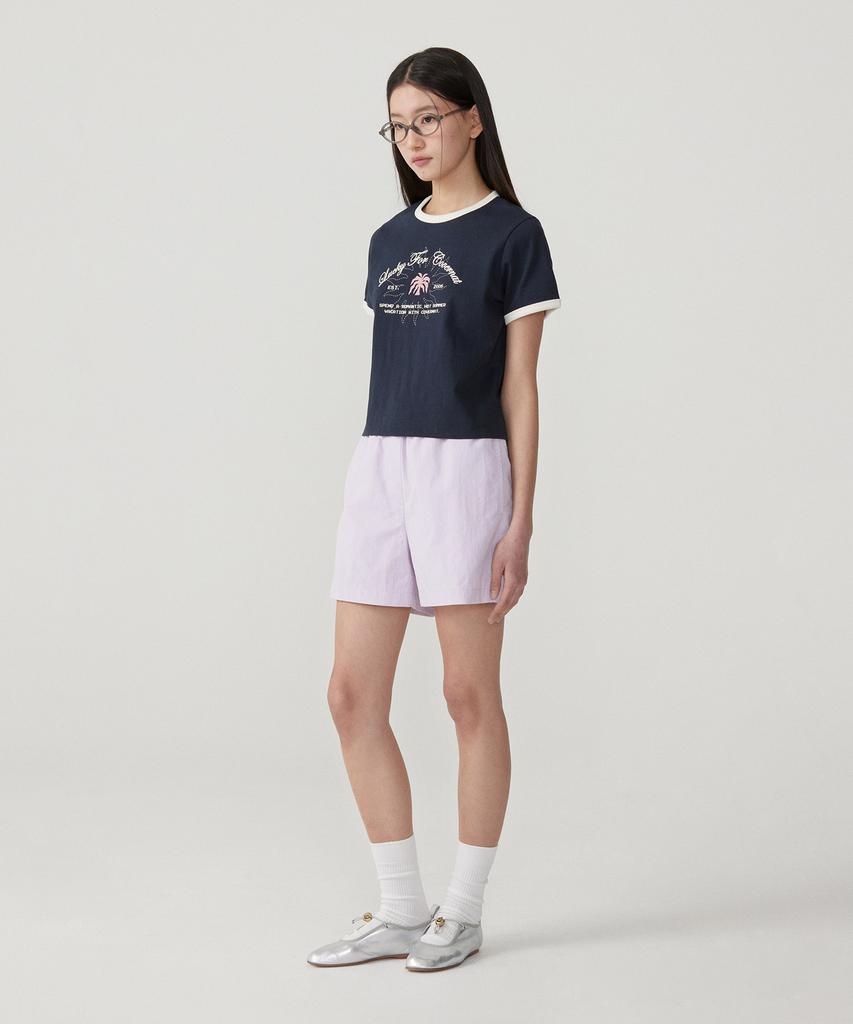 COVERNAT WOMAN Summer Graphic Ringer T-Shirt Navy