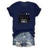 Maglietta casual da donna con stampa, scollo tondo, pullover, manica corta