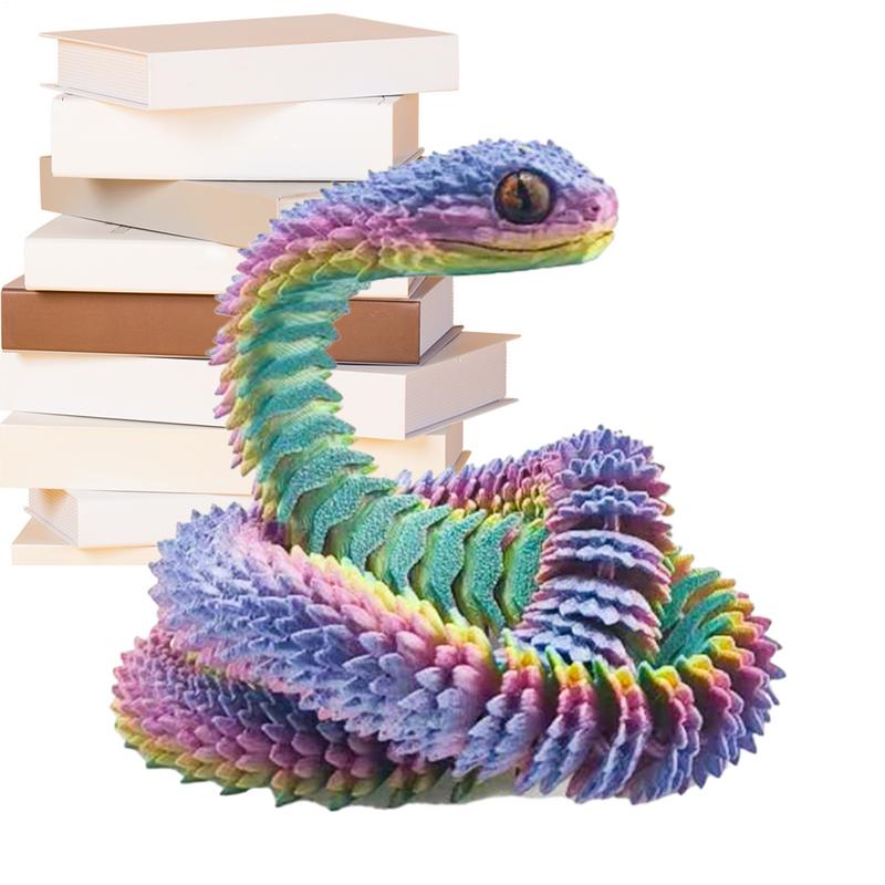 3D Printed Snake Movable Joint Simulation Snake Figurine Creatived Home Office Desktop Ornament New Year Gifts Crafts Gift