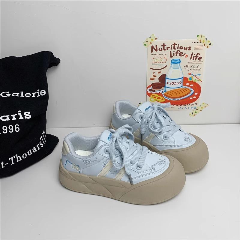 Hong Kong style versatile women's shoes 2025 new spring thick-soled heightened versatile casual sports board shoes lightweight breathable board shoes