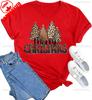 New Year Xmas Gift Merry Christmas Cotton Shirts for Women Merry and Bright Tree Graphic Holiday Printed TShirt Tops Unisex Tee